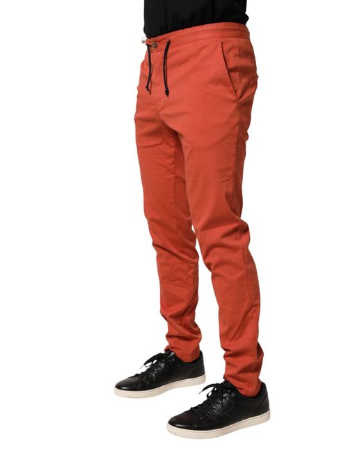 Domenico Tagliente Red Orange Skinny Fit Men Chino Trouser Pants for men