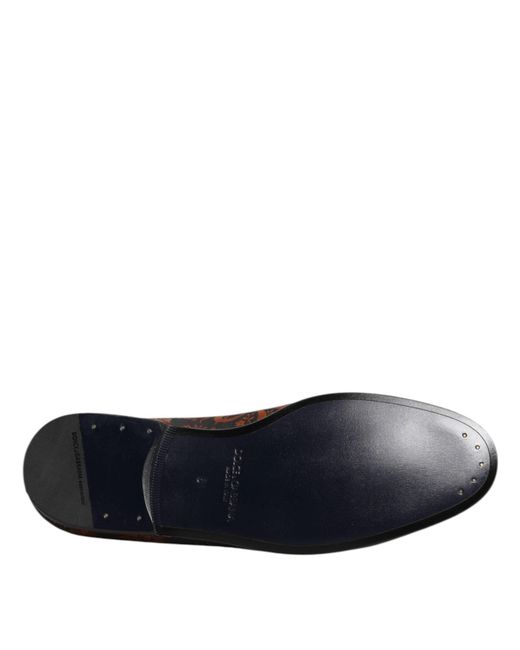 Dolce & Gabbana Brown Black Jacquard Polyester Slip On Loafers Shoes for men