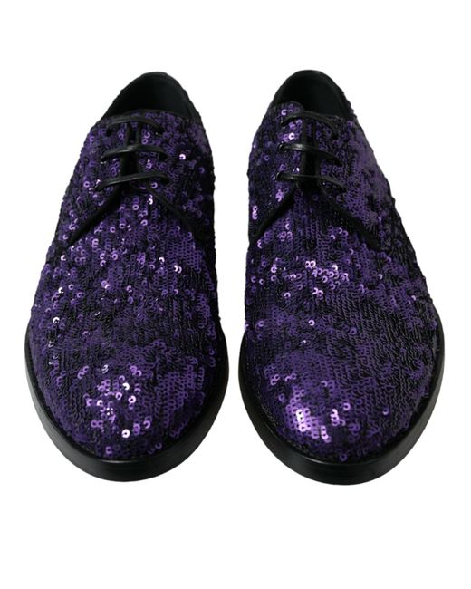 Dolce & Gabbana Blue Sequined Lace Up Oxford Dress Shoes for men