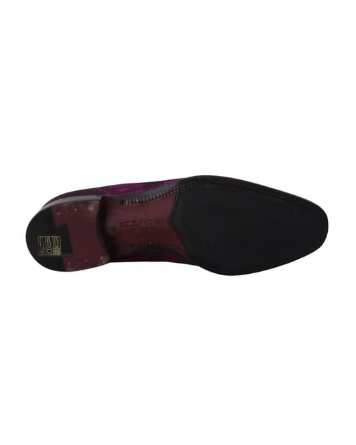 Dolce & Gabbana Purple Silk Pattern Loafers for men