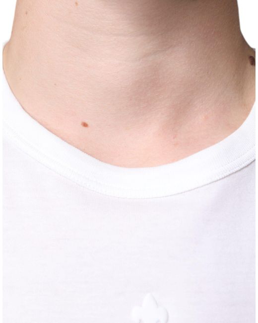 Dolce & Gabbana White Logo Embossed Cotton Crewneck T-Shirt for men