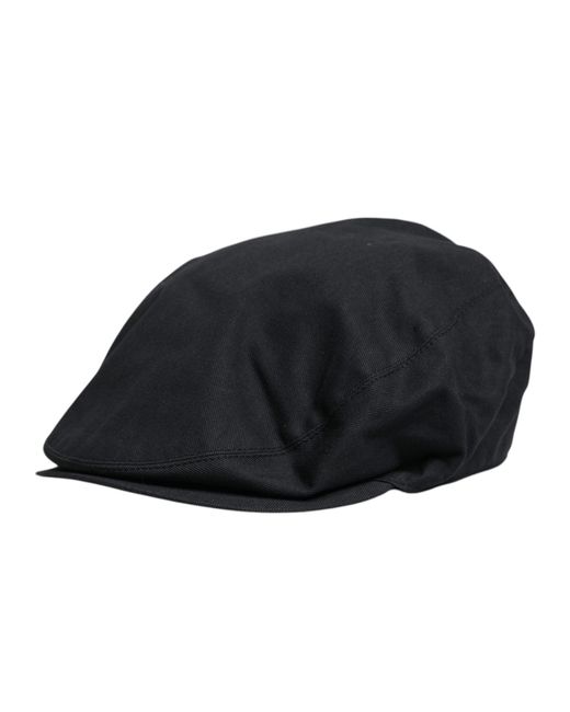Dolce & Gabbana Black Cotton Newsboy Capello Cabbie Hat for men