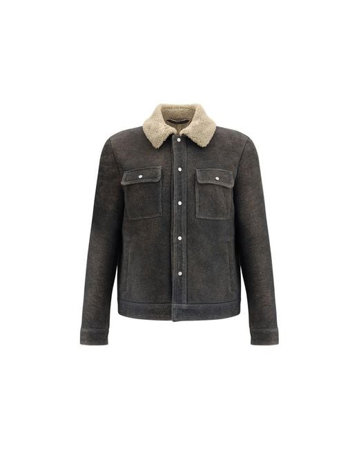 Salvatore Santoro Black Shearling Jacket for men