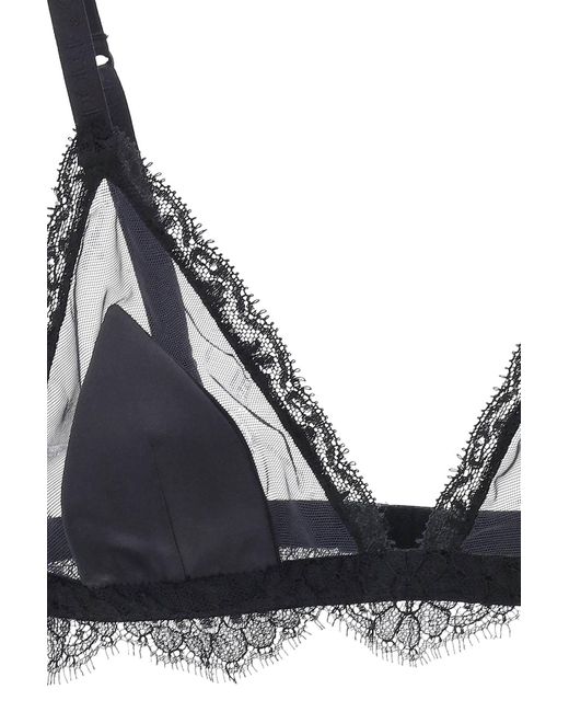 Dolce & Gabbana Black Triangle Satin And Lace Bra
