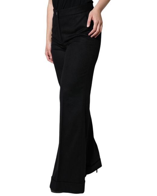 Dolce & Gabbana Black Cashmere Mid Waist Boot Cut Pants