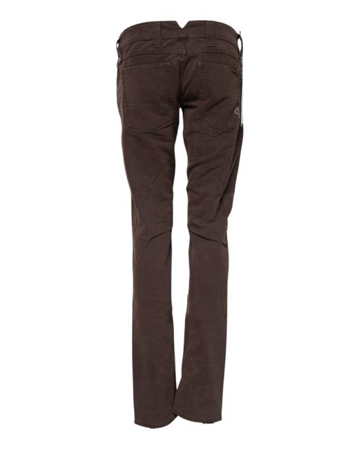 CYCLE Brown Cotton Low Waist Skinny Casual Jeans