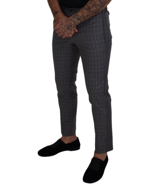 Dolce & Gabbana Black Check Pants Slim Fit for men