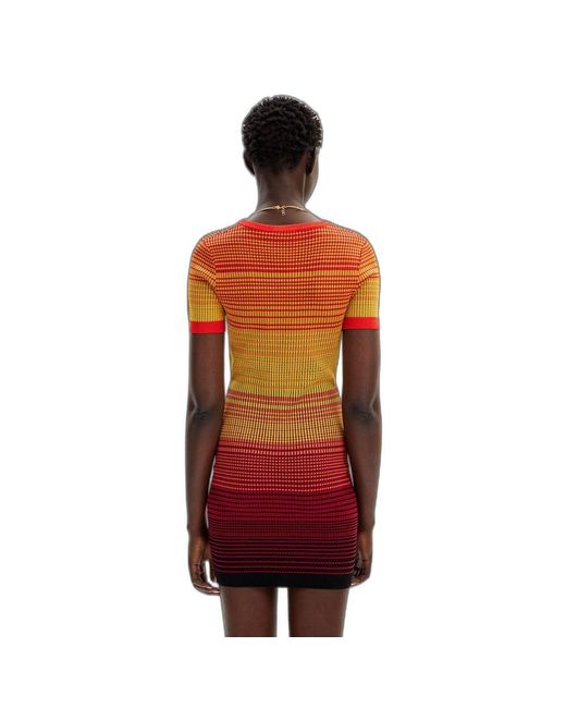 Desigual Red Multicolor Viscose Midi Dress