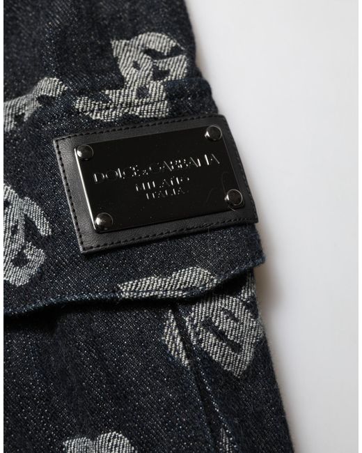 Dolce & Gabbana Black Logo Print Denim Shorts for men