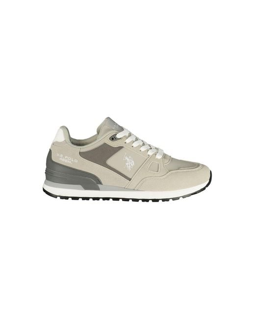 U.S. POLO ASSN. White Grey Polyurethane Men's Sneaker for men