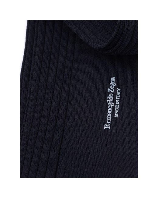 Zegna Navy Blue Wool Socks for men