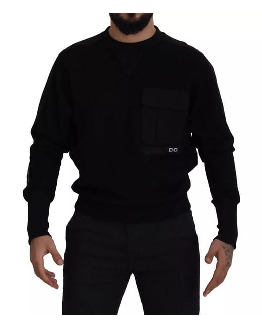 Dolce & Gabbana Black Cotton Crewneck Sweatshirt Sweater for men