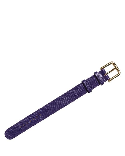 Dolce & Gabbana Purple Violet Textured Leather Gold Buckle Belt Strap Bracelet