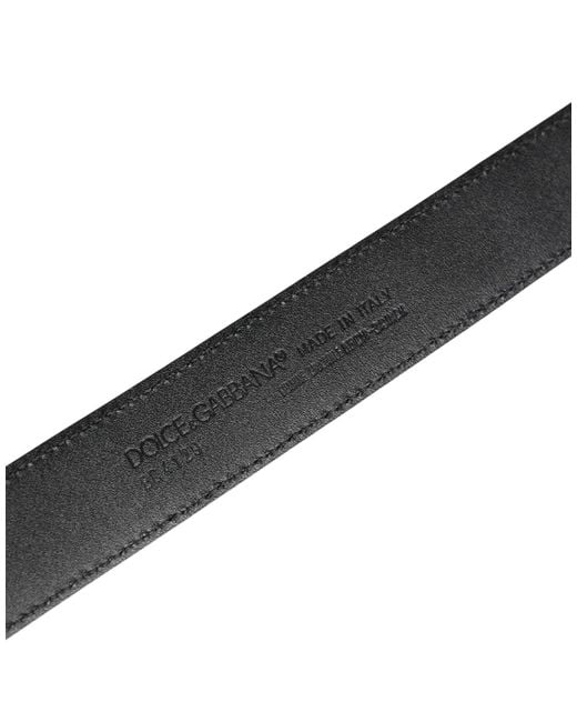 Dolce & Gabbana Black Exotic Leather Logo Buckle Belt Caiman for men