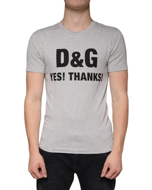Dolce & Gabbana Gray Logo Print Crewneck Short Sleeve T-Shirt for men
