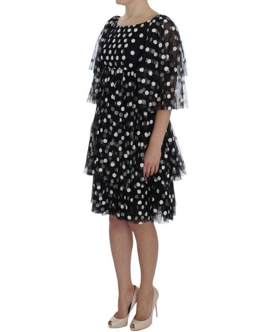 Dolce & Gabbana Black Polka Dotted Ruffled Dress