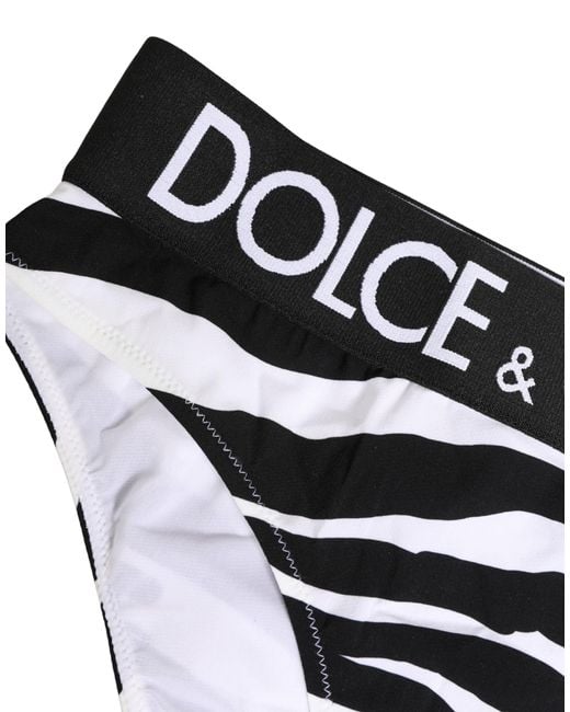 Dolce & Gabbana Black Zebra Print Brief Panty Underwear Elastane Nylon Clothing