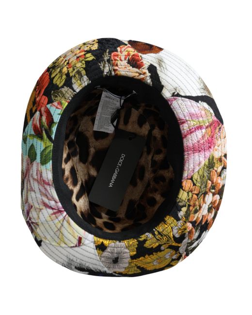 Dolce & Gabbana Black Patchwork Fedora Wide Brim 'Hat