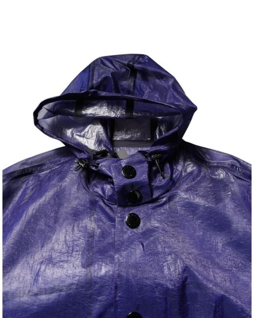 Dolce & Gabbana Dark Blue Cotton Hooded Men Raincoat Jacket for men