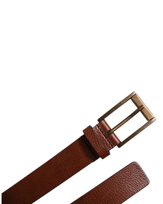 Dolce & Gabbana Brown Calf Leather Classic Metal Buckle Belt for men