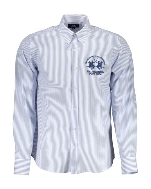 La Martina Blue Elegant Light Cotton Shirt For for men