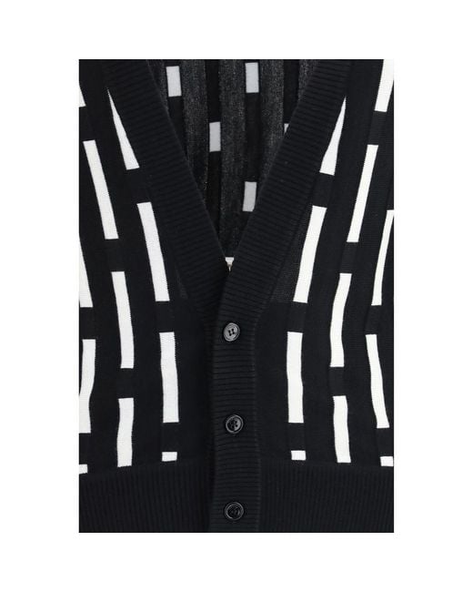 Versace Black Multicolor Wool Oves Aries Cardigan for men