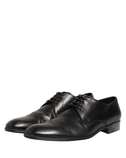 Dolce & Gabbana Dress Black Leather Lace Up Derby Shoes for men