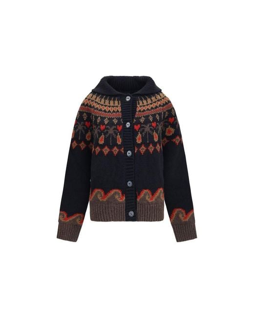 Alanui Black Multicolor Wool Oves Aries Cardigan