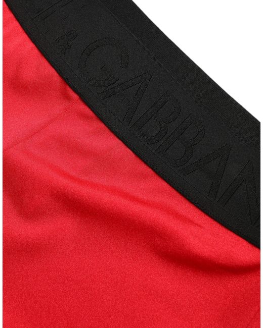 Dolce & Gabbana Red Nylon Dg Logo Slim Leggings Pants