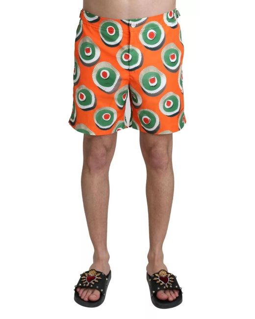 Dolce & Gabbana Black Orange Cupcake Beachwear Shorts Swimwear for men