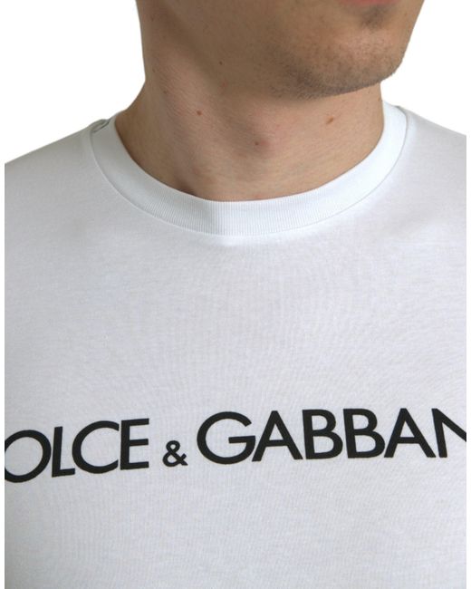 Dolce & Gabbana White Elegant Logo Crewneck Tee for men