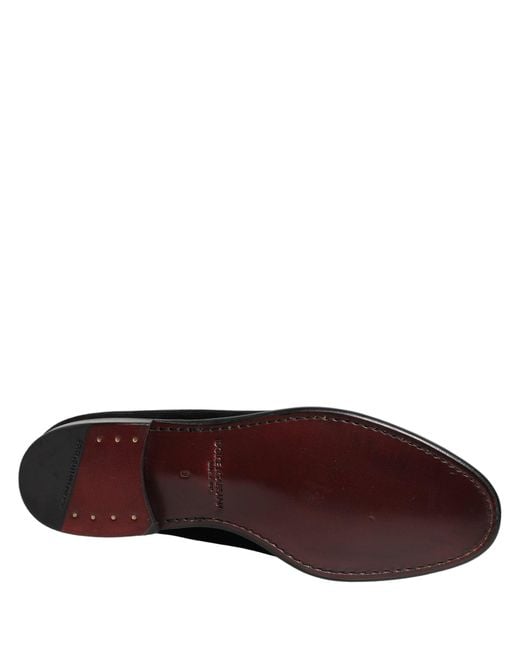 Dolce & Gabbana Black Velvet Loafers Formal Men Dress Shoes for men