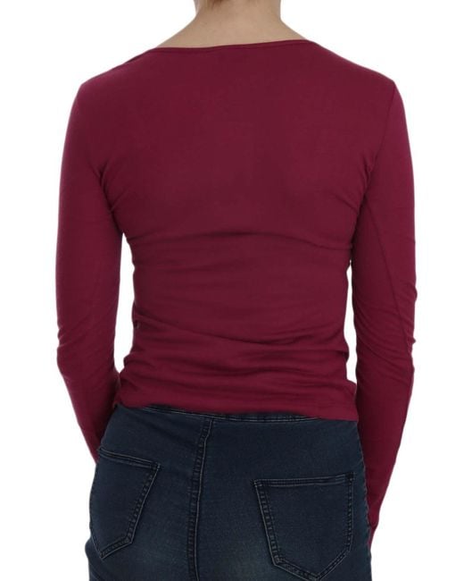 Exte Red Crystal Embellished Long Sleeve Casual Top