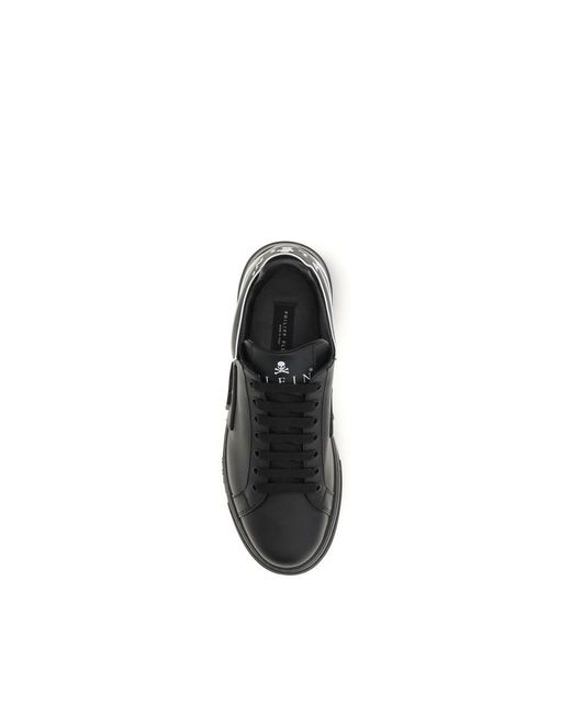 Philipp Plein Black Calf Leather Bos Taurus Low Top Sneakers for men