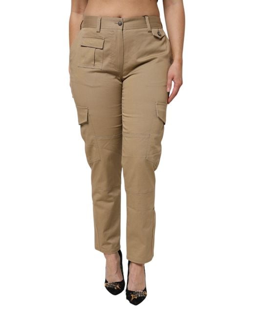 Dolce & Gabbana Natural Cotton Cargo Tapered Pants