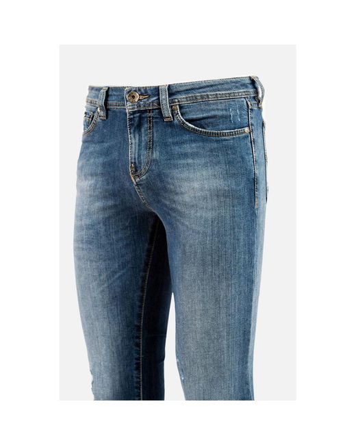 Gas Blue Cotton Slim Fit Jeans for men