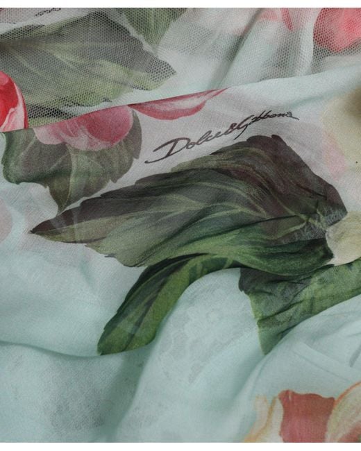 Dolce & Gabbana Green Floral Print Tiered Long Maxi Dress