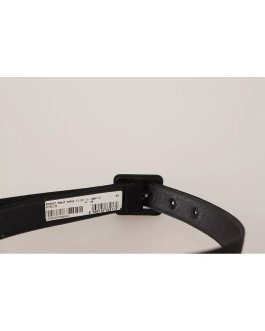 Dolce & Gabbana Black Velvet Leather Logo Waist Buckle Belt