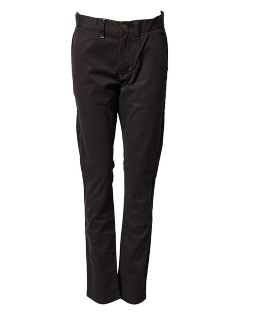 Sun 68 Black Dark Brown Cotton Stretch Straight Mid Waist Trouser Pants for men