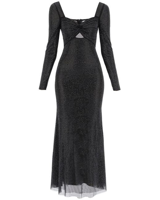 Self-Portrait Black Rhinestone-Embellished Maxi Dress