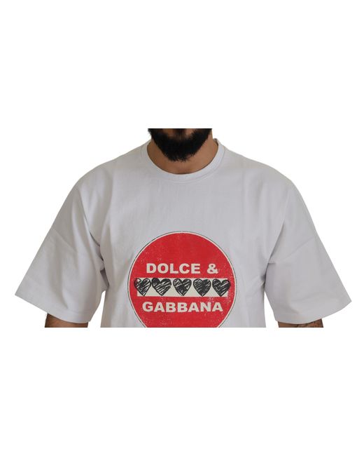 Dolce & Gabbana Gray Chic Cotton Heart Amor T-Shirt for men
