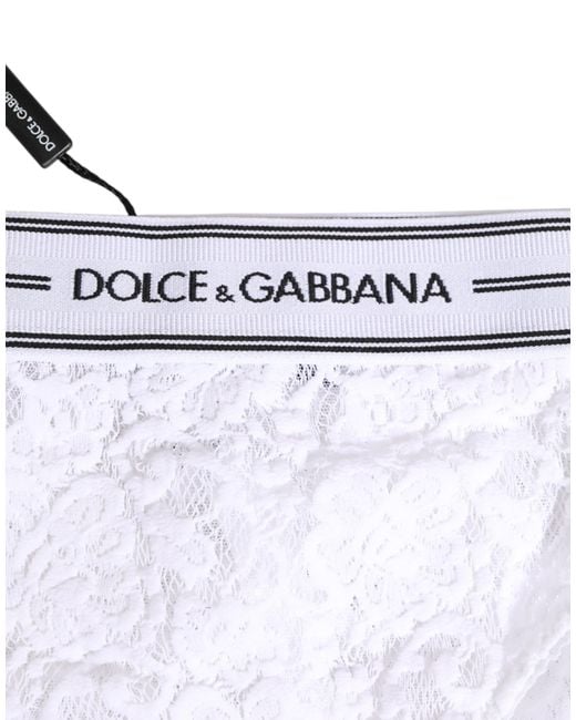 Dolce & Gabbana White Lace Slip Brief Logo Waistband Underwear Polyamide Clothing