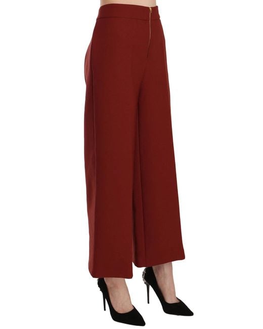 Jucca Red High Waist Cropped Flared Dress Formal Trouser Pants
