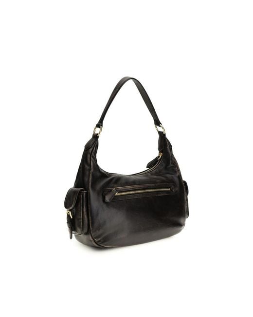 Miu Miu Black Brown Calf Leather Bos Taurus Shoulder Bag