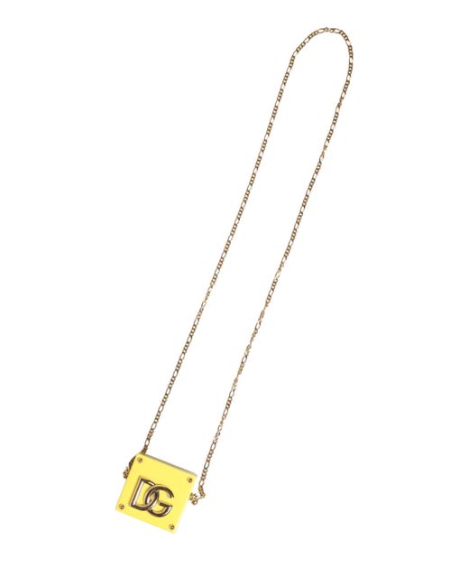 Dolce & Gabbana Yellow Dg Logo Plaque Cover Chain Airpods Case