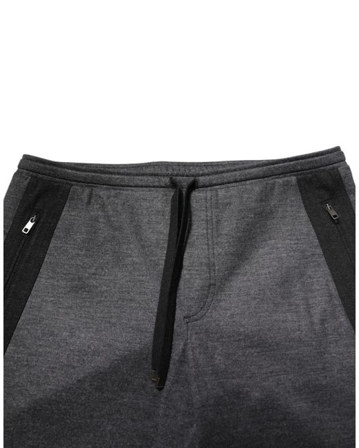 Dolce & Gabbana Gray Black Wool Blend Jogger Sweatpants Pants for men