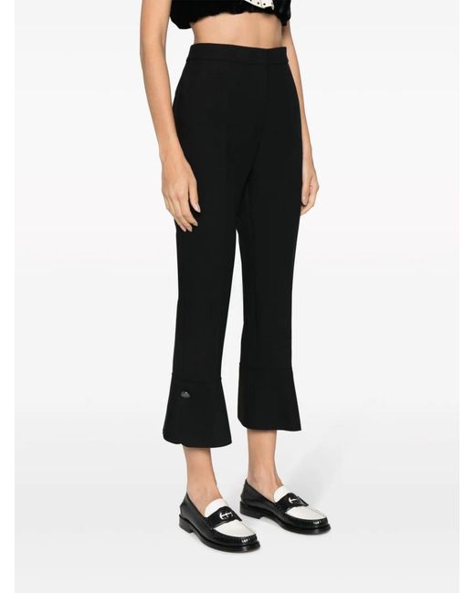 MSGM White Cropped-Leg Flared Trousers
