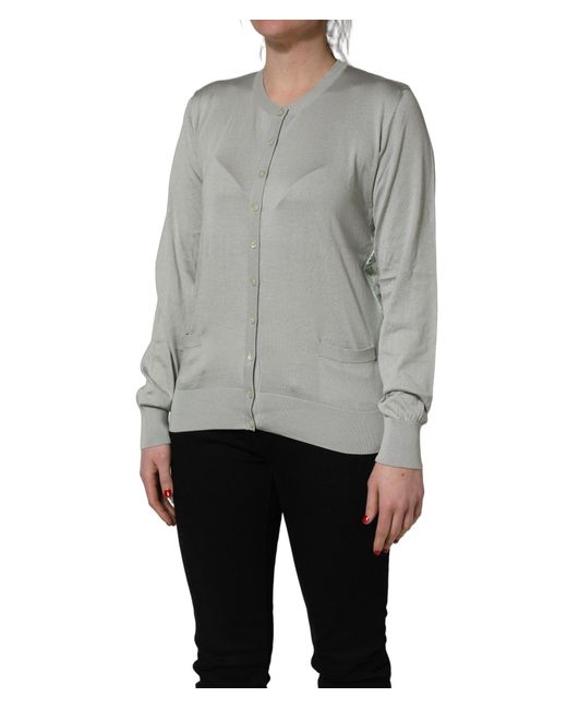 Dolce & Gabbana Gray Green Buttondown Longsleeve Cardigan Sweater