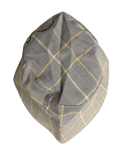 Dolce & Gabbana Men Gray Checkered Bucket Fisherman Capello Hat for men