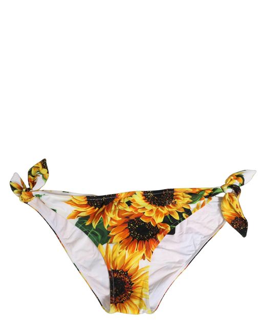 Dolce & Gabbana Yellow Nylon Sunflower Bikini Bottom Swimwear